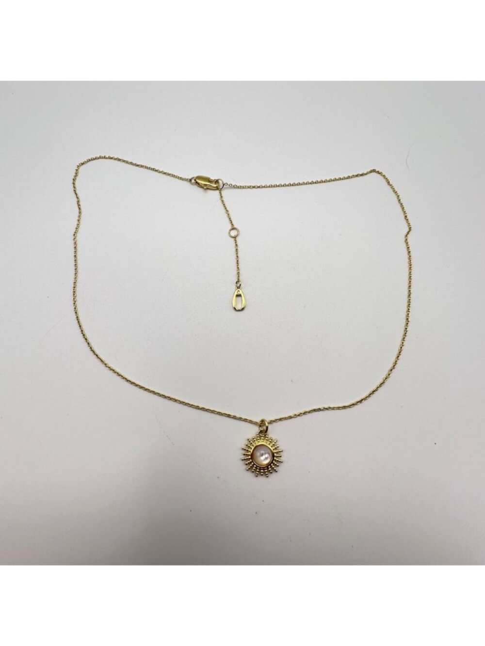 Ana Luisa Pendant Necklace Gold-Plated Sunburst Mother of Pearl 15+2" Dainty - Picture 3 of 10